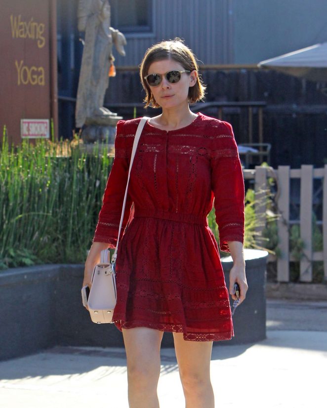 Kate Mara in Red Mini Dress out in Los Angeles