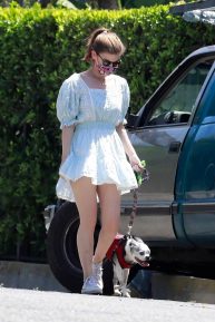 Kate Mara - Looks cute in white summer dress in Los Feliz
