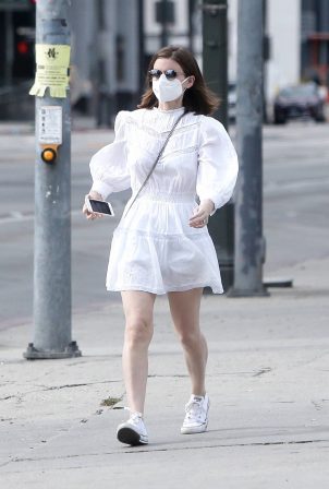 Kate Mara - Out in white summer dress in Beverly Hills