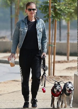 Kate Mara - Walking her dogs in Los Angeles