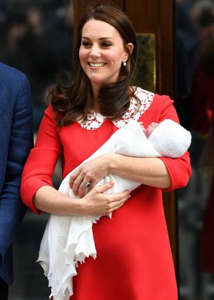 Kate Middleton and Prince William with their newborn son in Paddington