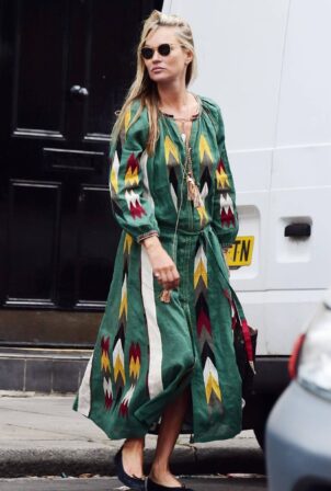 Kate Moss - Out in colorful dress in London