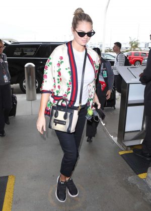 Kate Upton and her dog at LAX Airport in Los Angeles