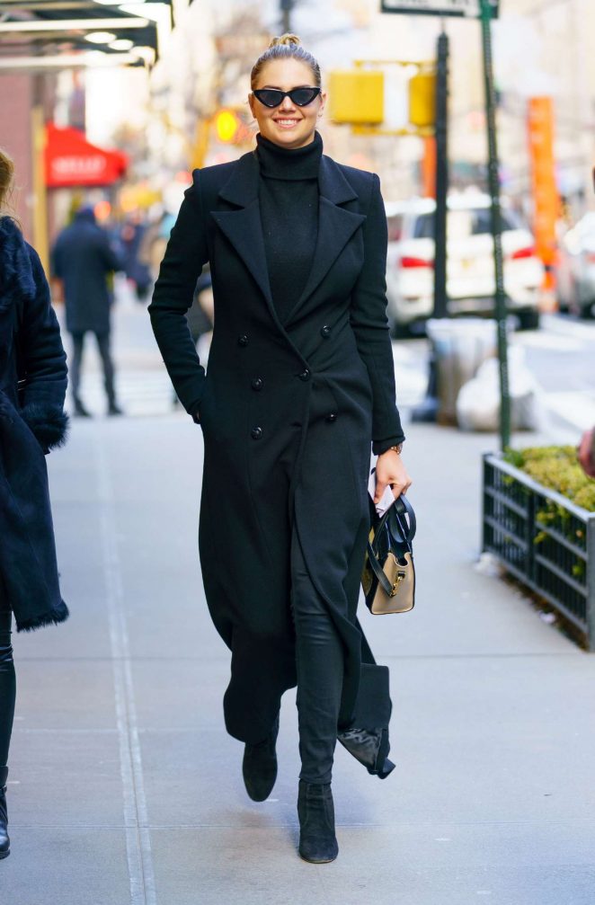 Kate Upton in Black Outfit out in New York