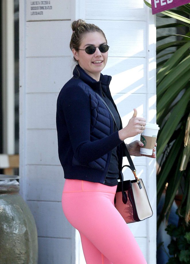 Kate Upton in Pink Tights Heads out for coffee in Beverly Hills