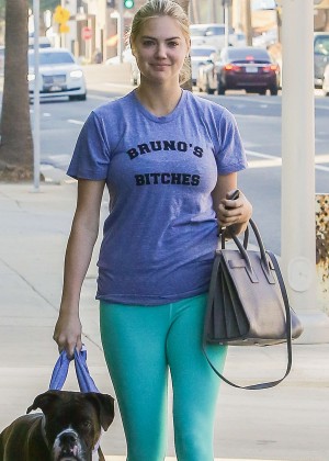 Kate Upton in Tights Walking her dog in Beverly Hills