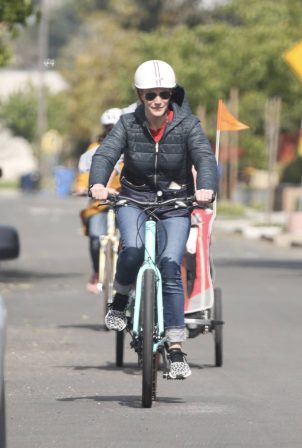 Katee Sackhoff - On a bike ride with family in Los Angeles