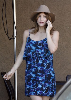 Katharine McPhee in Blue Mini Dress out in Studio City