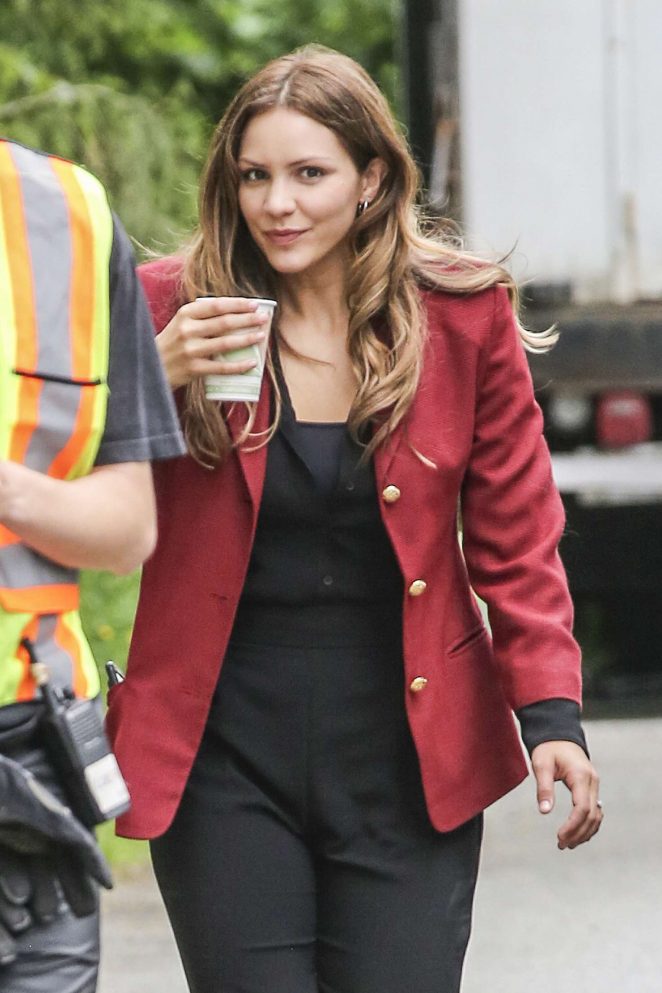 Katharine McPhee on set of 'The Lost Wife of Robert Durst' in Vancouver