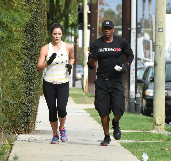 Katharine McPhee - Training Run With a Friend in Los Angeles
