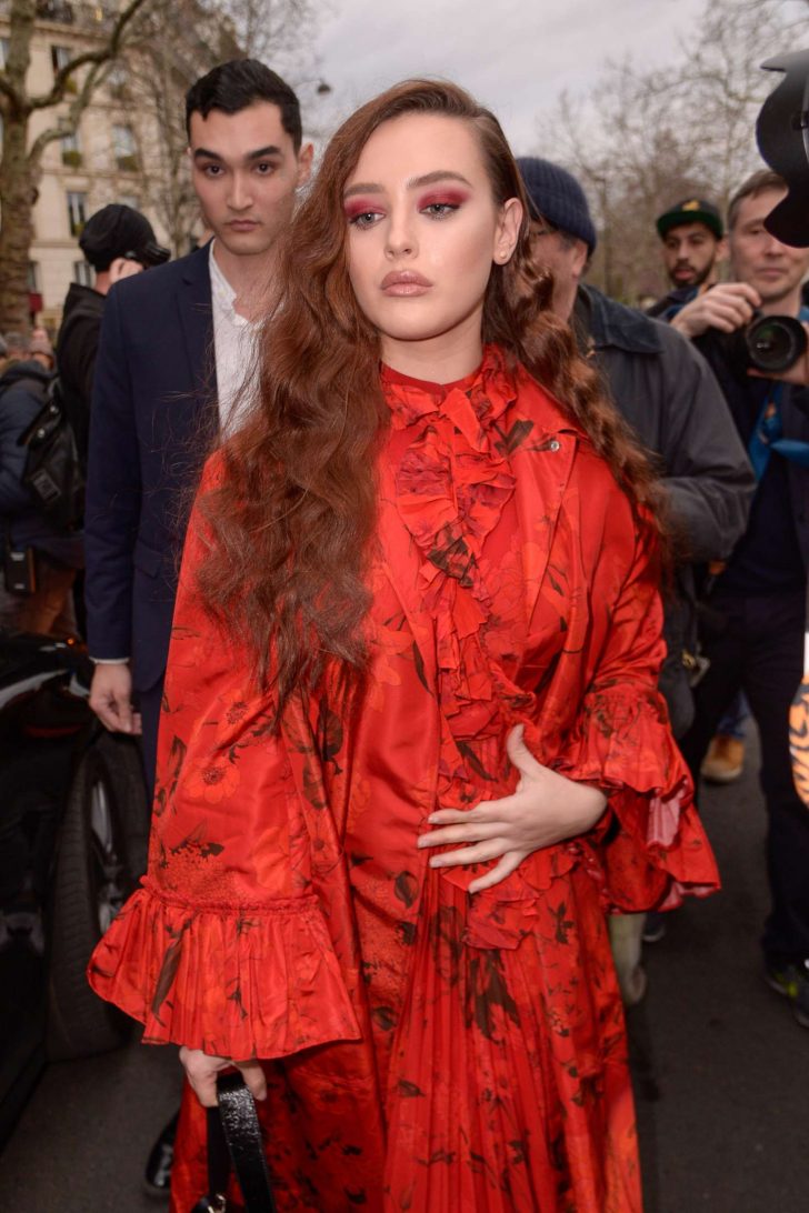 Katherine Langford - Outside the Valentino Show in Paris