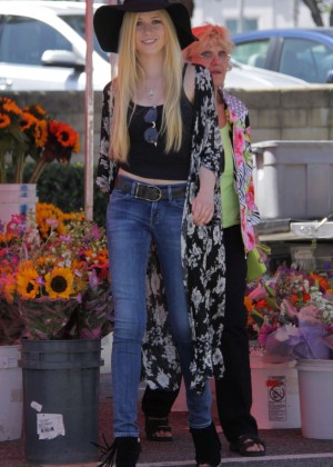 Katherine McNamara in Jeans at Farmers Market in Studio City