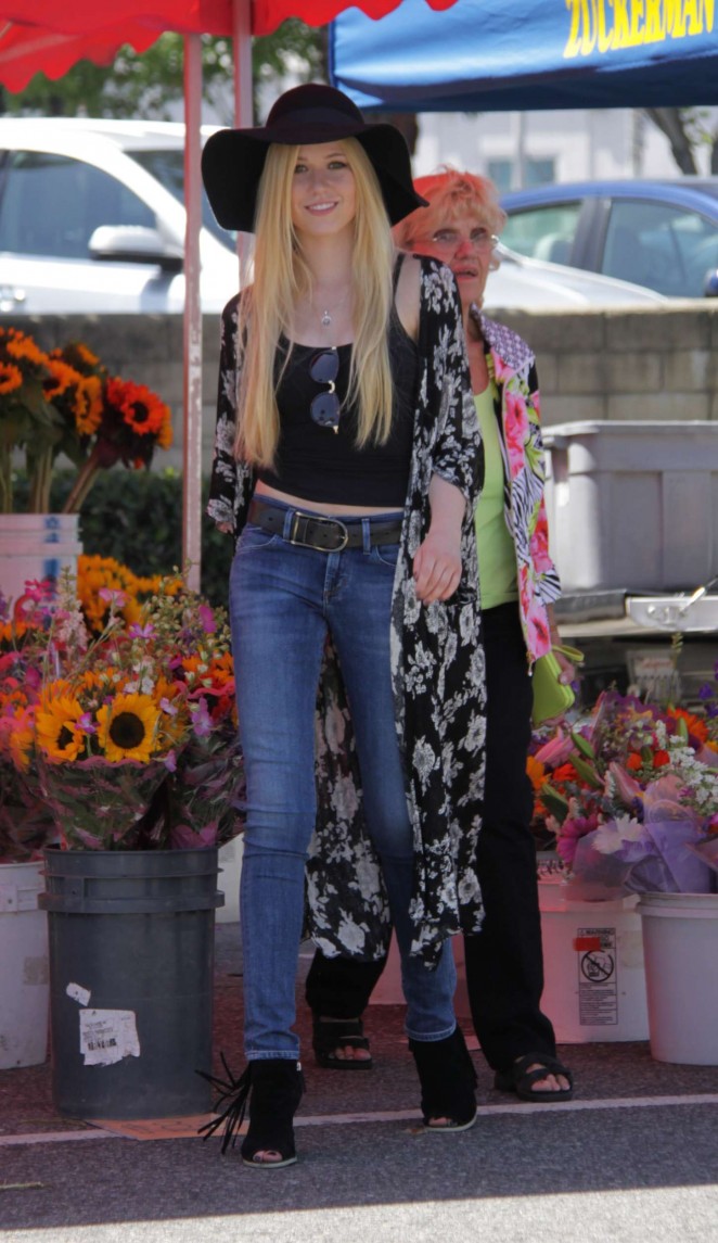 Katherine McNamara in Jeans at Farmers Market in Studio City