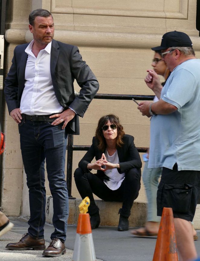 Katherine Moennig and Liev Schreiber - Filming 'Ray Donovan' in NYC