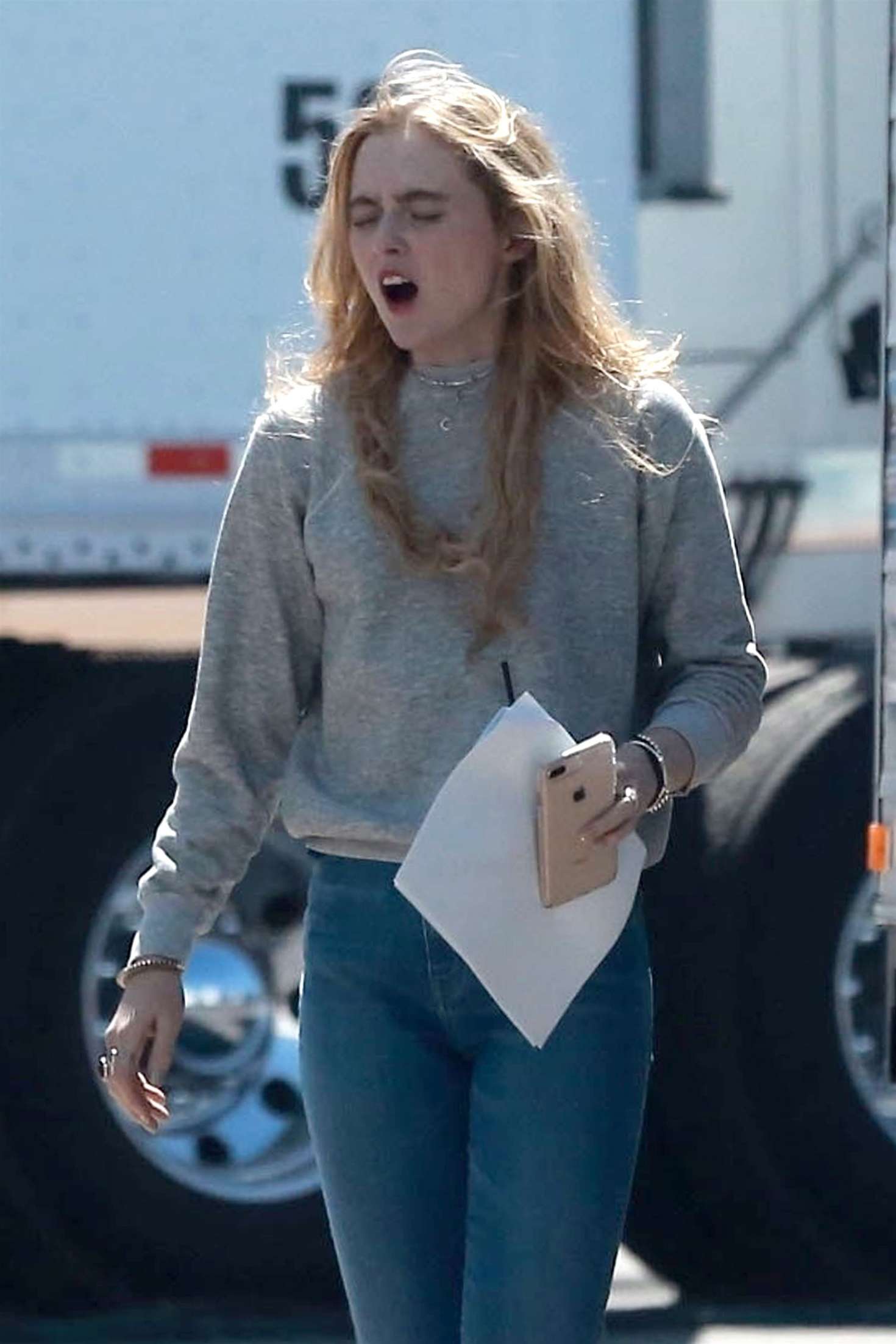 Kathryn Newton - Arriving to the set of 'Big Little Lies' in Mali...