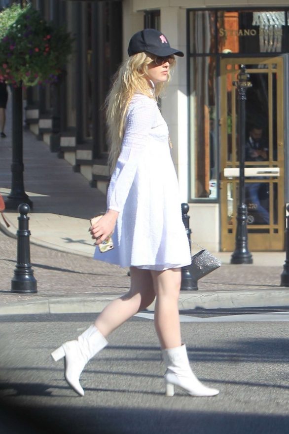 Kathryn Newton in White Mini Dress - Out in Beverly Hills