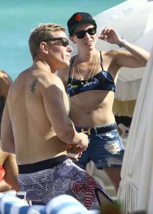 Katie Cassidy in Bikini Top at the beach in Miami