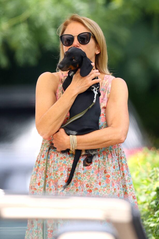 Katie Couric - Is seen with a puppy in The Hamptons - New York