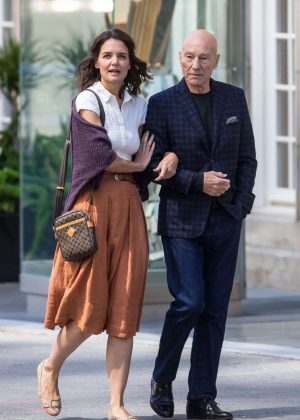 Katie Holmes and Patrick Stewart out in Montreal
