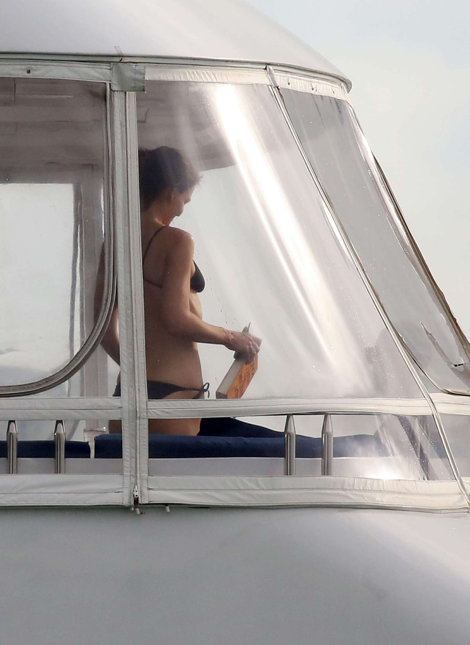 Katie Holmes in a Bikini on a yacht in Miami. 