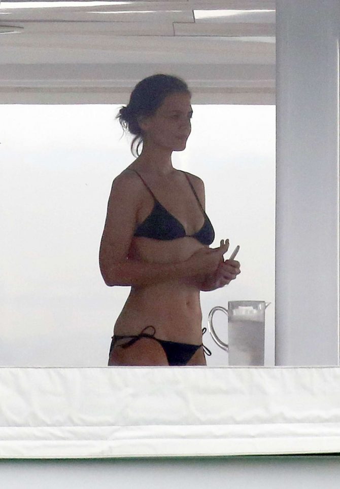 Katie Holmes in a Bikini on a yacht in Miami