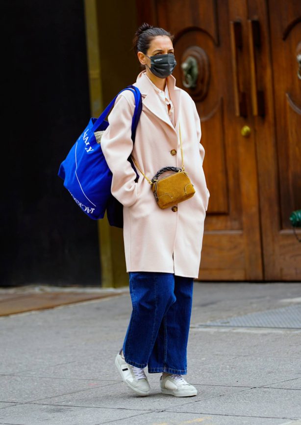 Katie Holmes - In a pink coat as she out for shopping at Ritual Vintage