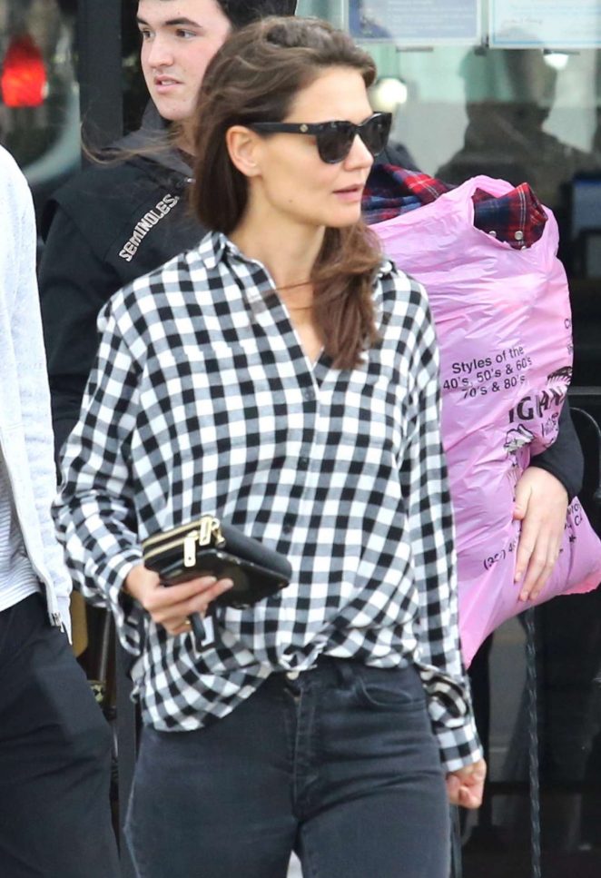 Katie Holmes in Black Jeans Shopping in LA