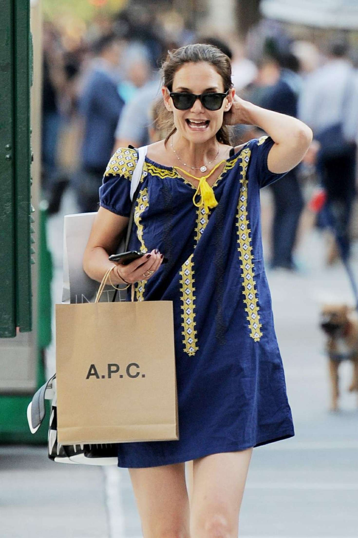 Katie Holmes in Mini Dress Shopping in NY