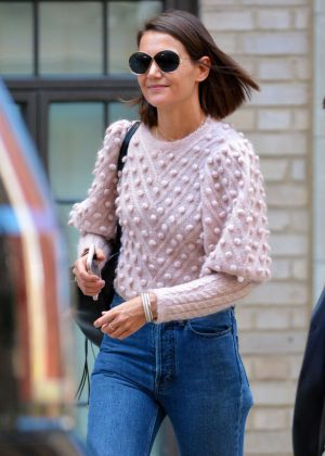 Katie Holmes in Sweater and Jeans - Out in New York City