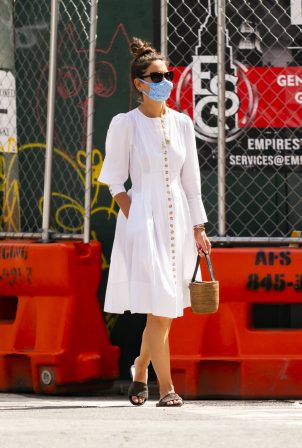 Katie Holmes in White Dress in New York