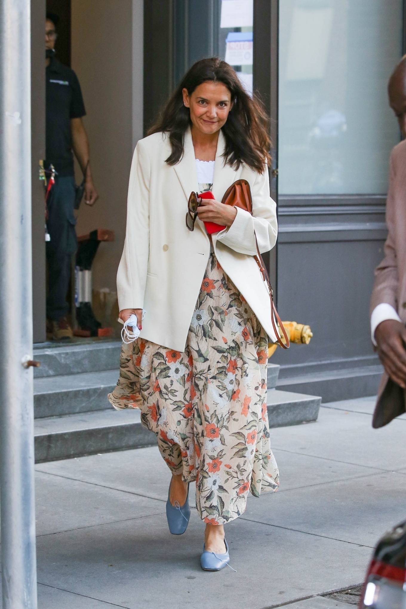 Katie Holmes 2022 : Katie Holmes – Out in a floral dress in New York-03