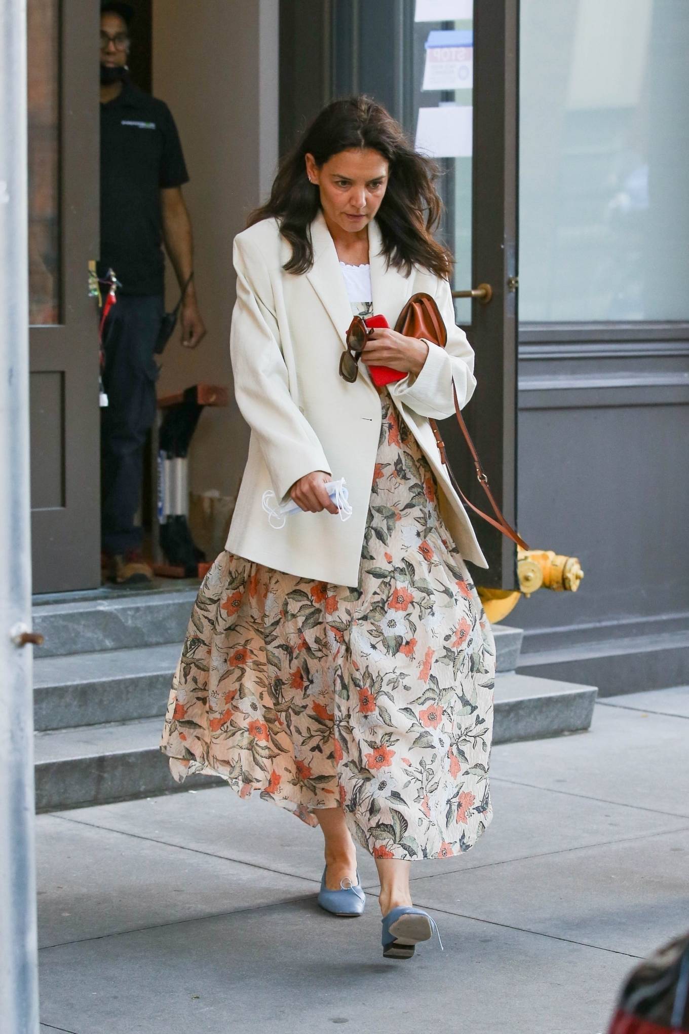 Katie Holmes 2022 : Katie Holmes – Out in a floral dress in New York-06