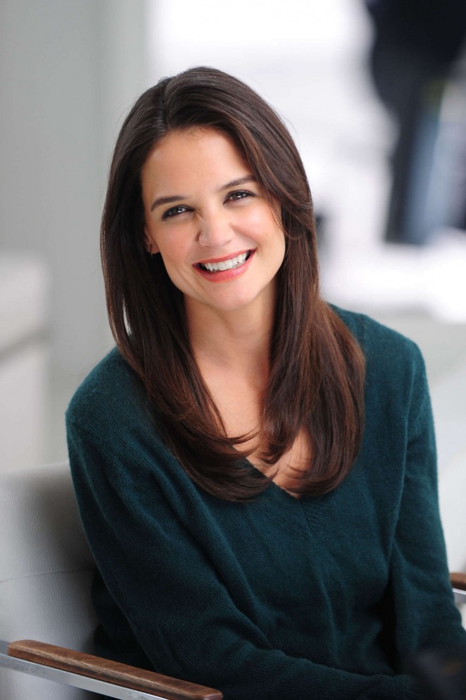 Katie Holmes - Shooting her new Alterna Haircare Ad Campaign in LA