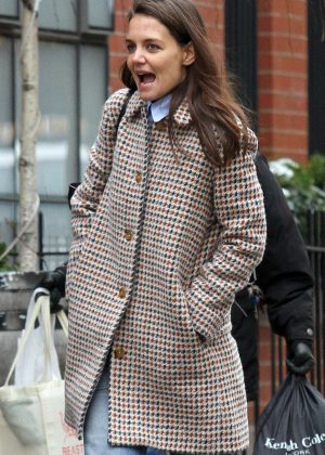 Katie Holmes walks with her friend out in New York