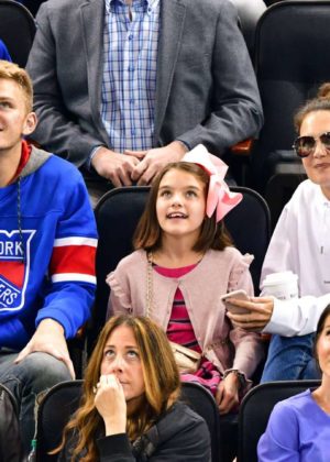 Katie Holmes with Suri Cruise ar NHL New Jersey Devils vs New York Rangers in NYC