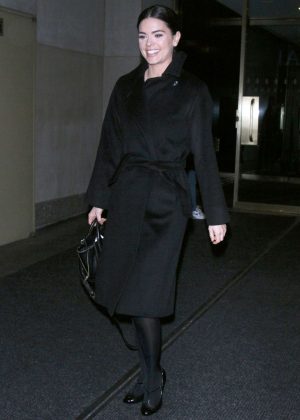 Katie Lee in Black Coat in New York City
