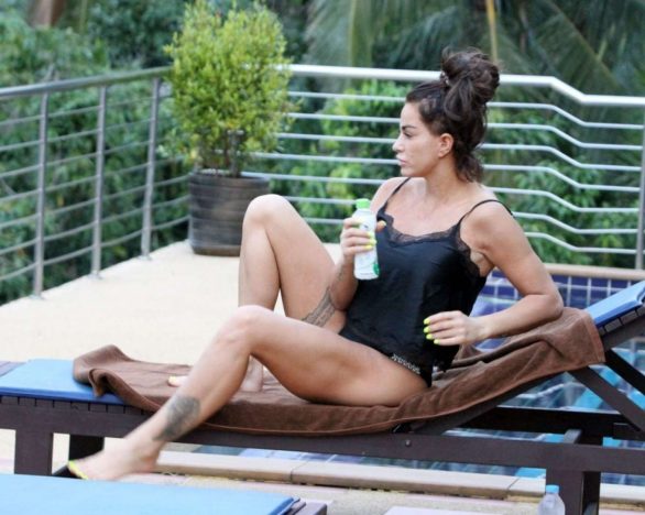Katie Price in Black Swimsuit on holiday in Thailand