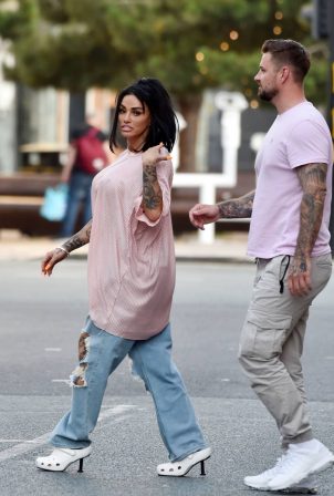 Katie Price - Is spotted outside the Neighbourhood restaurant in Liverpool