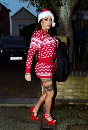 Katie Price - Pictured in her Christmas outfit in London