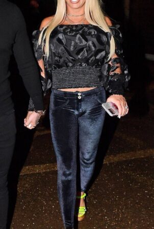 Katie Price - Pictured with her beau Carl Woods while out for dinner on his birthday