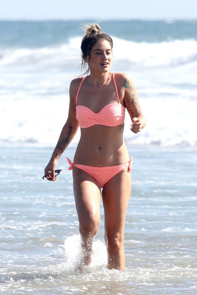 Katie Waissel in Pink Bikini on a beach in Los Angeles
