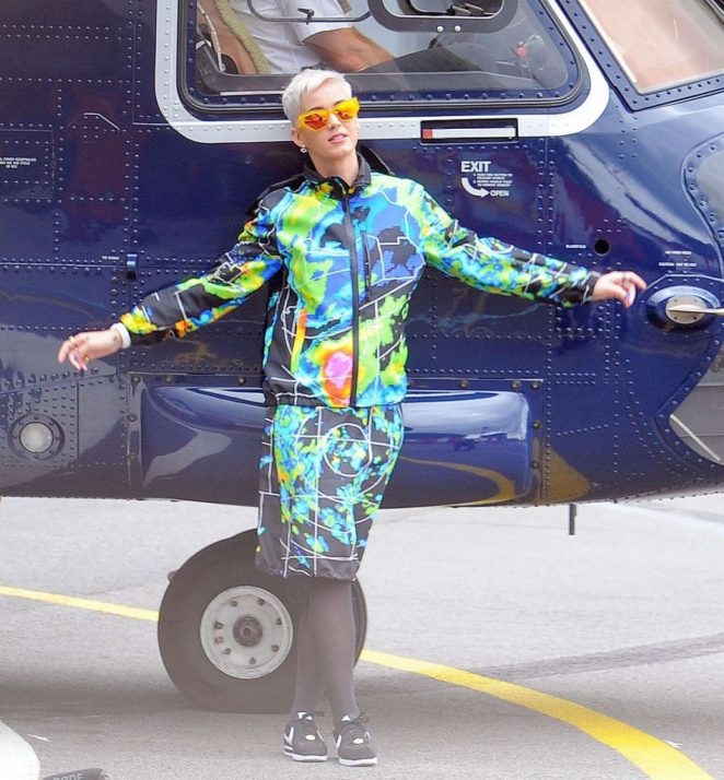 Katy Perry Boarding a Helicopter in London