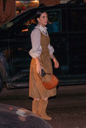 Katy Perry - Dons western inspired outfit and cowgirl boots for date night in Aspen