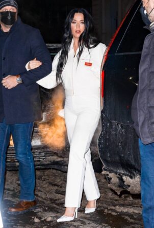 Katy Perry - In an all white Alexander Wang ensemble on Saturday Night Live in New York