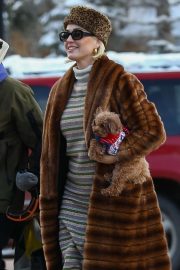 Katy Perry in Fur Coat - Out in Aspen