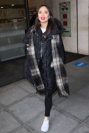 Katya Jones - In a long scarf coat after presenting Strictly Fitness on Morning Live in London