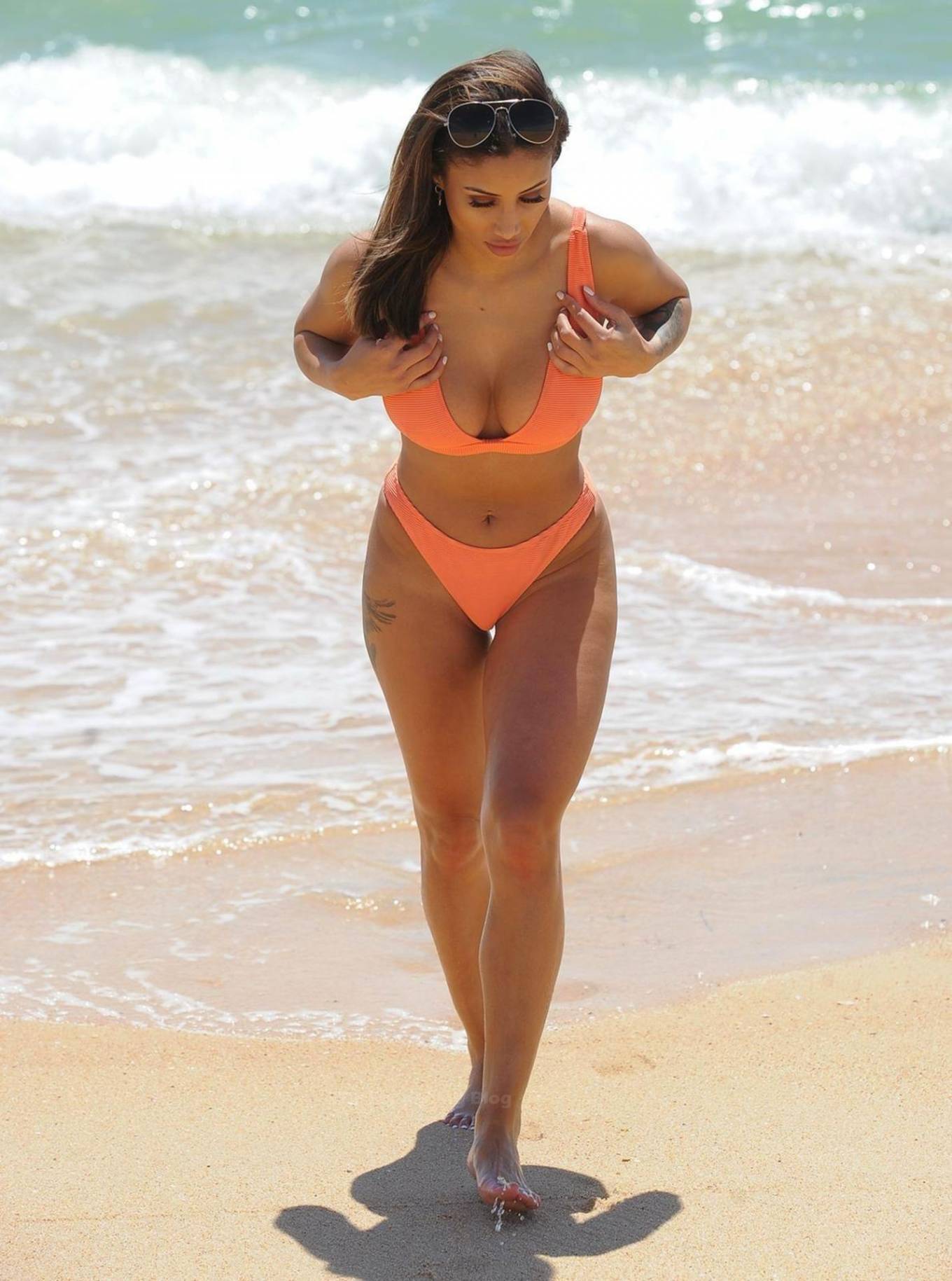 Kayleigh Morris 2020 : Kayleigh Morris – In orange bikini on the beach in Cyprus-12