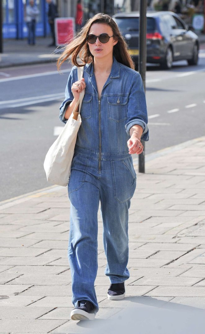Keira Knightley in Jeans Jumpsuit out in London