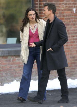 Keira Knightley on the set of 'Collateral Beauty' in New York