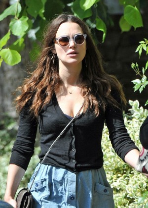 Keira Knightley in Jeans Skirt Out in London